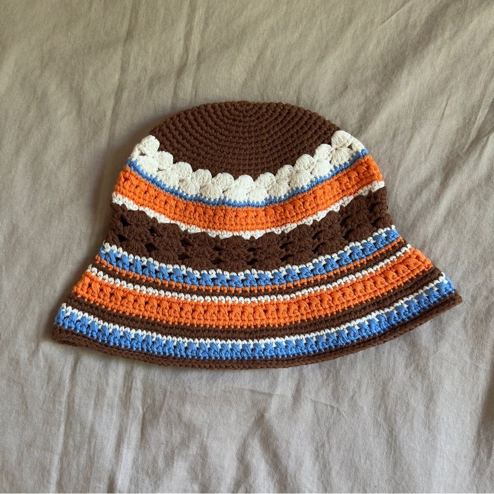 Orange and Brown Striped Crochet Hat